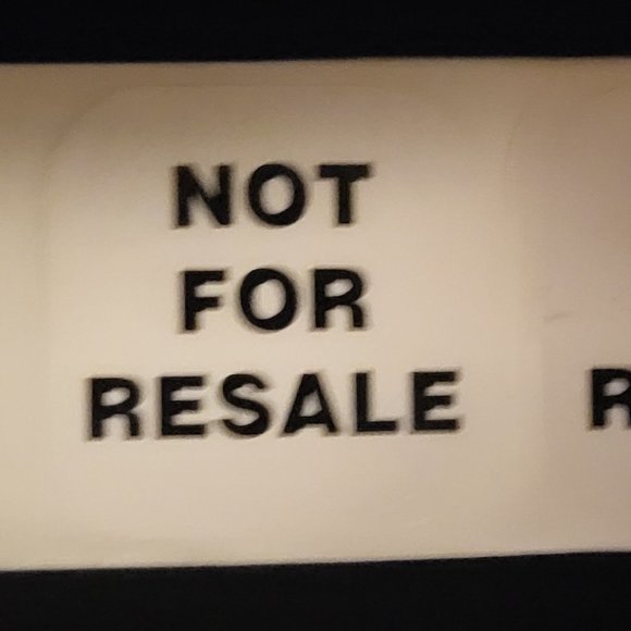 TWELVE (12) NOT FOR RESALE WHITE WITH BLACK WRITING STICKERS - Picture 2 of 4